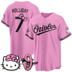Baltimore Orioles #7 Jackson Holliday Pink Fotopoulosg Meow KT Vapor Premier Limited Stitched Jersey