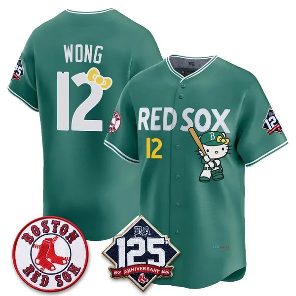Boston Red Sox #12 Connor Wong Green Fotopoulosg Meow KT Vapor Limited Stitched Jersey