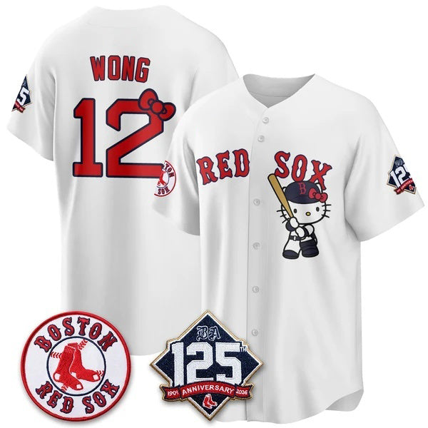 Boston Red Sox #12 Connor Wong White Fotopoulosg Meow KT Vapor Limited Stitched Jersey