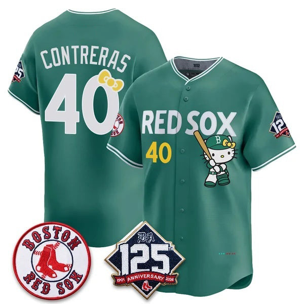 Boston Red Sox #40 Willson Contreras Green Fotopoulosg Meow KT Vapor Limited Stitched Jersey