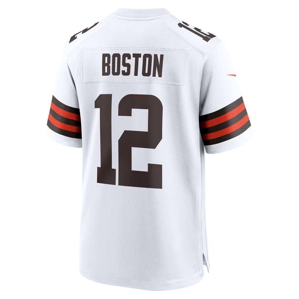 C.Browns #12 Denzel Boston White Game Football jersey Fotopoulosg