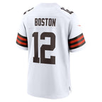 C.Browns #12 Denzel Boston White Game Football jersey Fotopoulosg