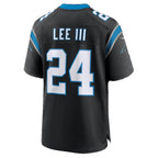 C.Panthers #24 Will Lee III Black Team Game Football jersey Fotopoulosg