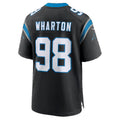 C.Panthers #98 Tershawn Wharton Black Team Game Football jersey Fotopoulosg