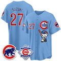 Chicago Cubs #27 Seiya Suzuki Blue Fotopoulosg Meow KT All Stitched Jersey