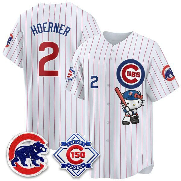 Chicago Cubs #2 Nico Hoerner Pinstripe Pink Fotopoulosg Meow KT All Stitched Jersey