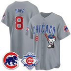 Chicago Cubs #8 Ian Happ Gray Fotopoulosg Meow KT All Stitched Jersey