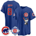 Chicago Cubs #8 Ian Happ Navy Fotopoulosg Meow KT All Stitched Jersey