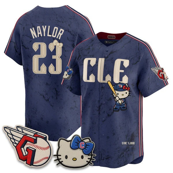 Cleveland Guardians #23 Josh Naylor Navy Fotopoulosg Meow KT Vapor Stitched Jersey