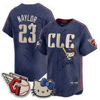 Cleveland Guardians #23 Josh Naylor Navy Fotopoulosg Meow KT Vapor Stitched Jersey