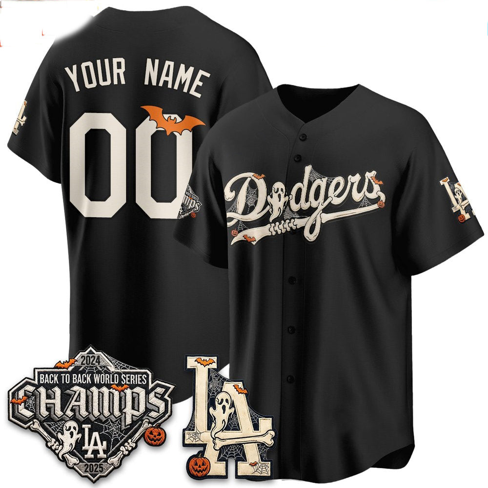 Custom Los Angeles Dodgers Black Halloween 2026 Baseball jersey Fotopoulosg