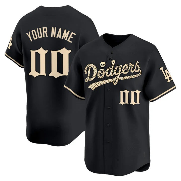 Custom Los Angeles Dodgers Black 'Halloween Mummy Edition' Premier Limited - Stitched Baseball jersey Fotopoulosg