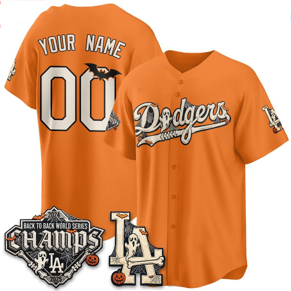 Custom Los Angeles Dodgers Orange Halloween 2026 Baseball jersey Fotopoulosg