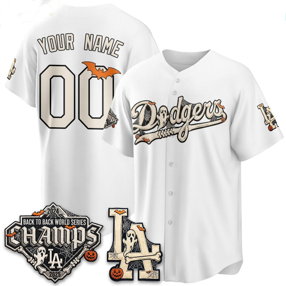 Custom Los Angeles Dodgers White Halloween 2026 Baseball jersey Fotopoulosg
