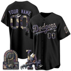 Custom Los Angeles Dodgers Black Fotopoulosg Nightmare Edition Jersey