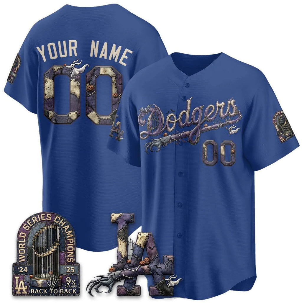 Custom Los Angeles Dodgers Royal Fotopoulosg Nightmare Edition Jersey