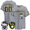 Custom Milwaukee Brewers Gray Fotopoulosg Meow KT Night Vapor Limited All Stitched Jersey
