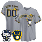 Custom Milwaukee Brewers Gray Fotopoulosg Meow KT Night Vapor Limited All Stitched Jersey