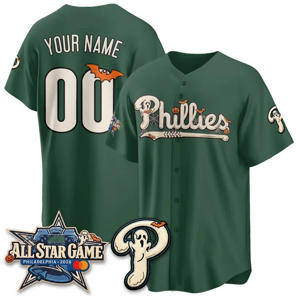 Custom Philadelphia Phillies Green Fotopoulosg Halloween 2026 Vapor Limited Stitched Jersey