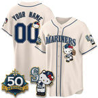 Custom Seattle Mariners x Meow KT Night Cream Fotopoulosg Limited Jersey - All Stitched V2
