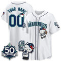 Custom Seattle Mariners x Meow KT Night White Fotopoulosg Limited Jersey - All Stitched V2