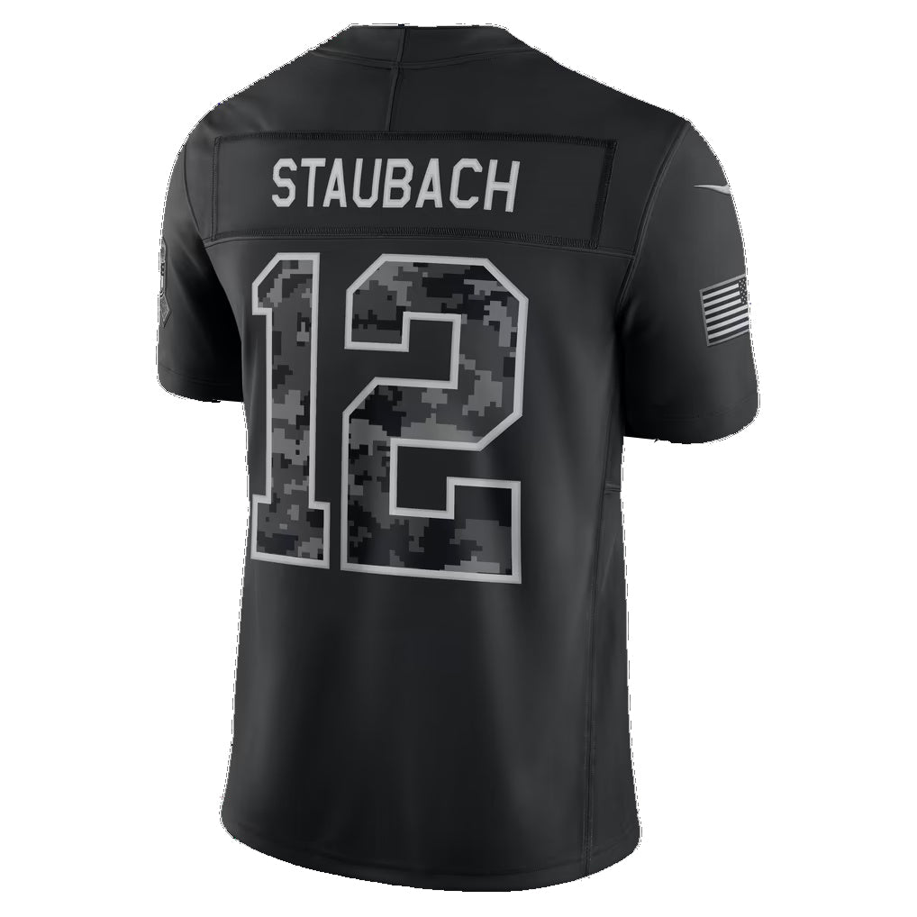 D.Cowboys #12 Roger Staubach Black 2026 Salute to Service Retired Player Stitched Limited Football jersey Fotopoulosg