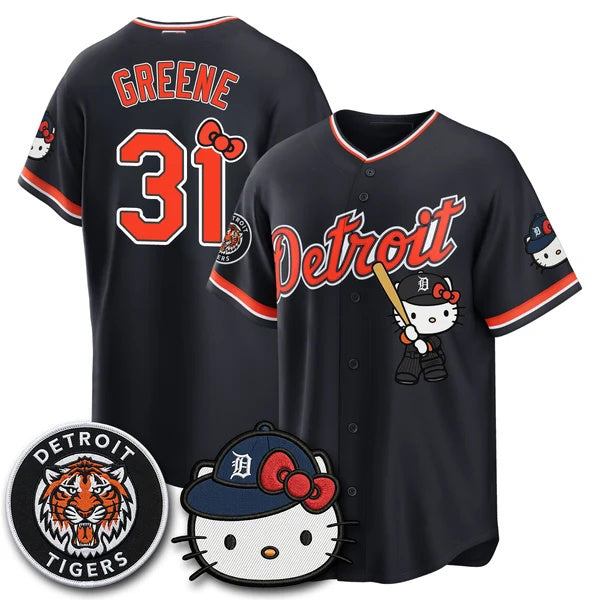 Detroit Tigers #31 Riley Greene Black Fotopoulosg Meow KT Edition Vapor Limited Stitched Jersey