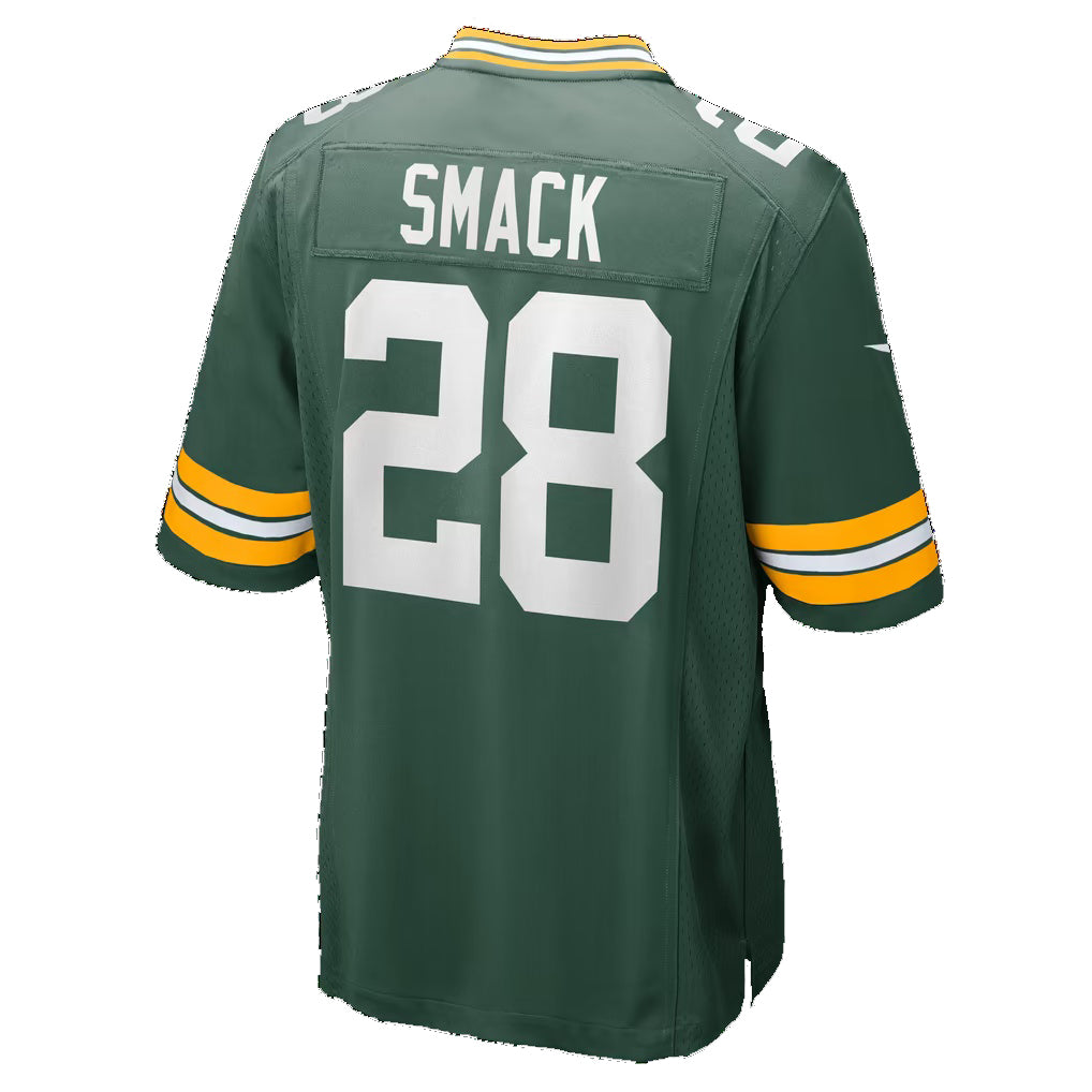 GB.Packers #28 Trey Smack Green Team Game Football jersey Fotopoulosg