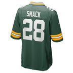 GB.Packers #28 Trey Smack Green Team Game Football jersey Fotopoulosg