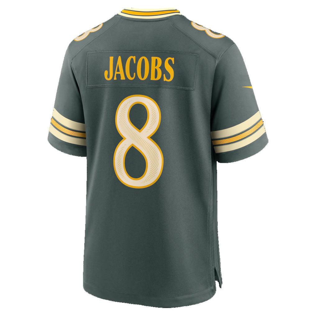 GB.Packers #8 Josh Jacobs Green 2026 Rivalries Collection Game Jersey Fotopoulosg