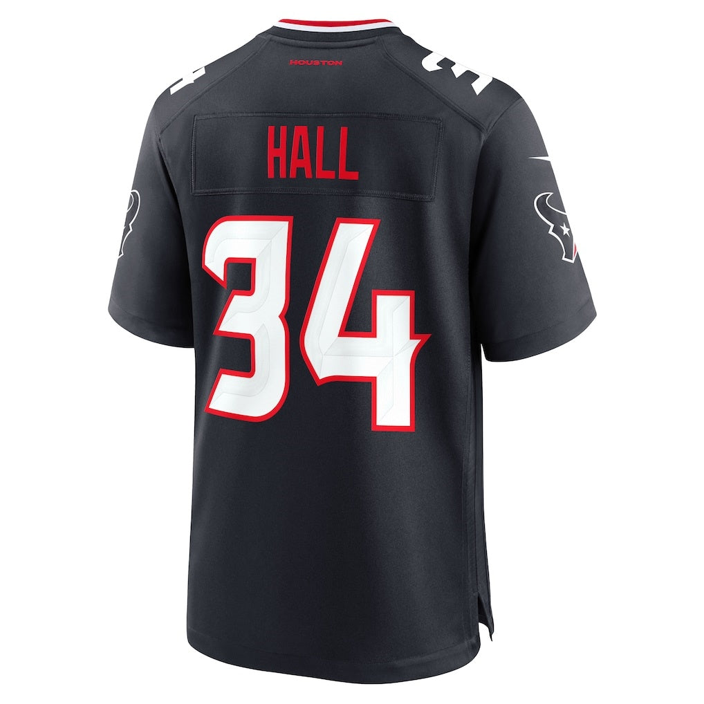 H.Texans #34 Bryce Hall Navy Team Game Jersey Fotopoulosg