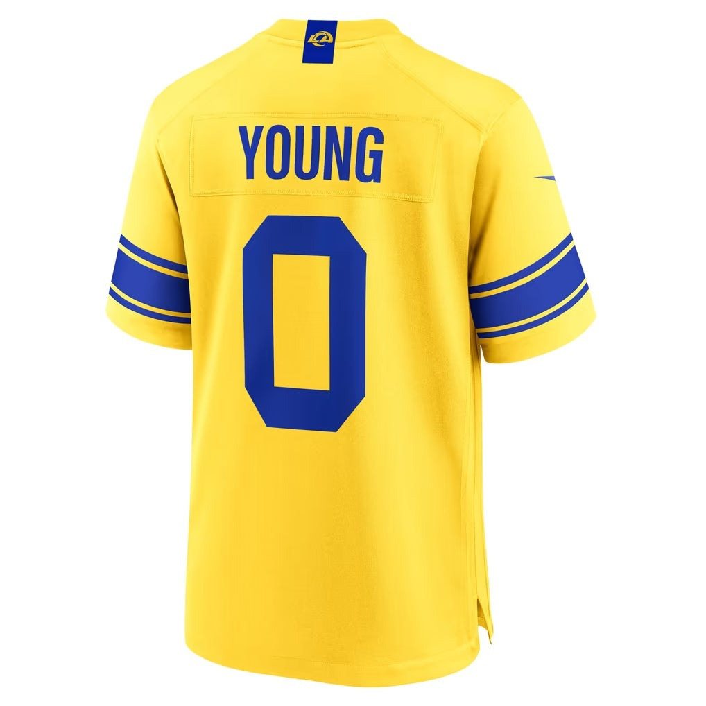 LA.Rams #0 Byron Young Gold Alternate Classic Sol Game Football jersey Fotopoulosg