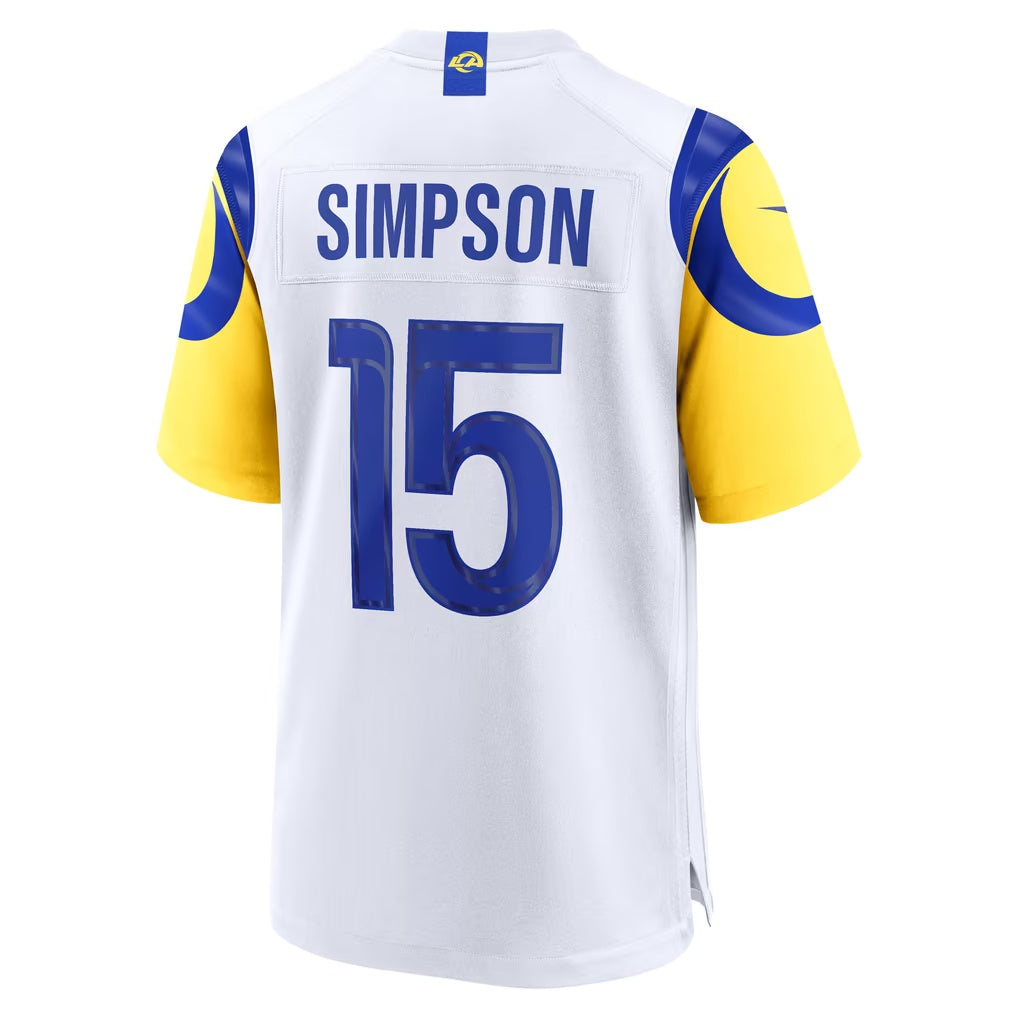 LA.Rams #15 Ty Simpson White Game Football jersey Fotopoulosg