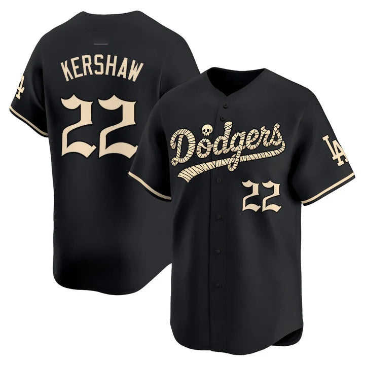 Los Angeles Dodgers #22 Clayton Kershaw Black 'Halloween Mummy Edition' Premier Limited jersey Fotopoulosg - Stitched Baseball jersey Fotopoulosg