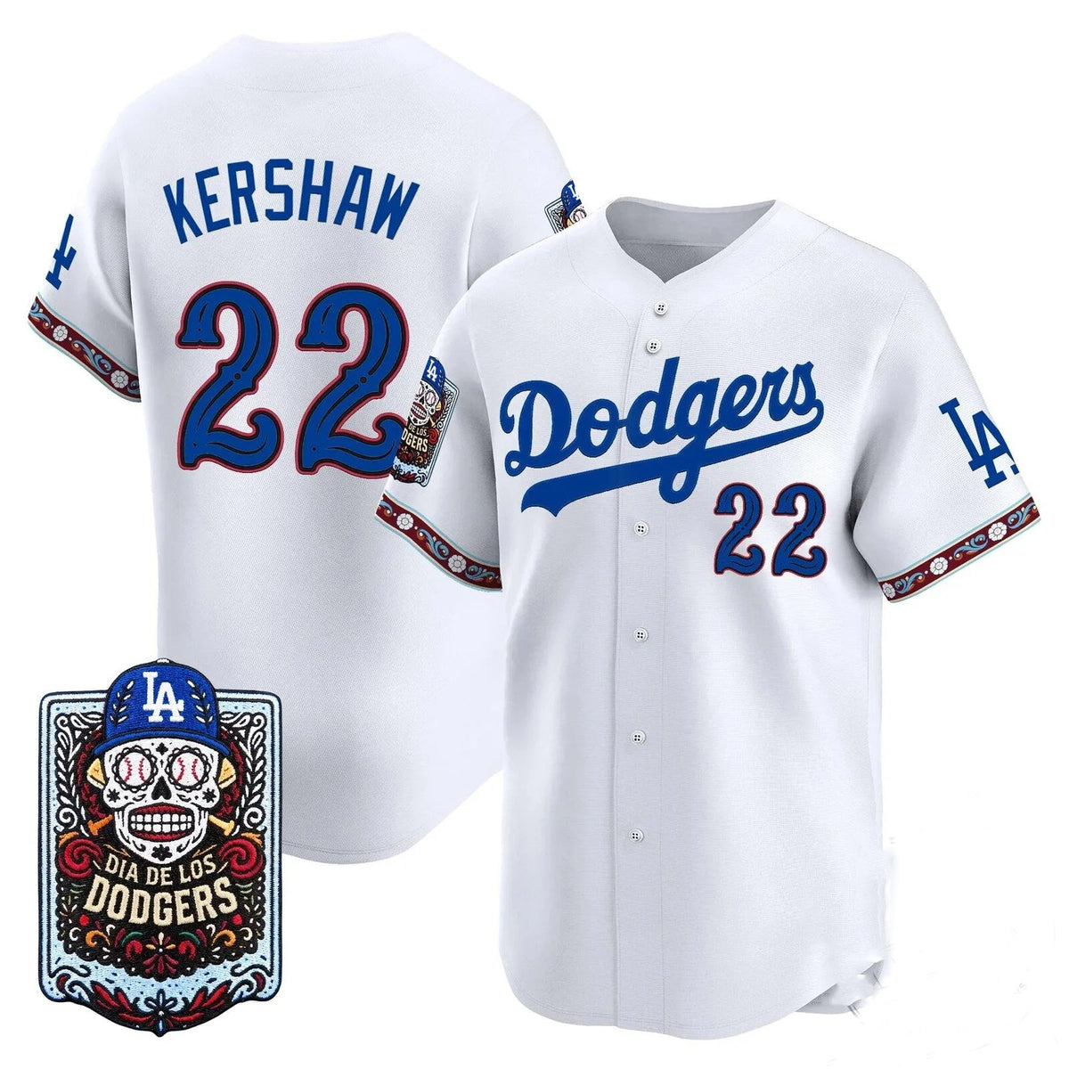 Los Angeles Dodgers #22 Clayton Kershaw x Dia De Los Muertos White 2026 Baseball jersey Fotopoulosg