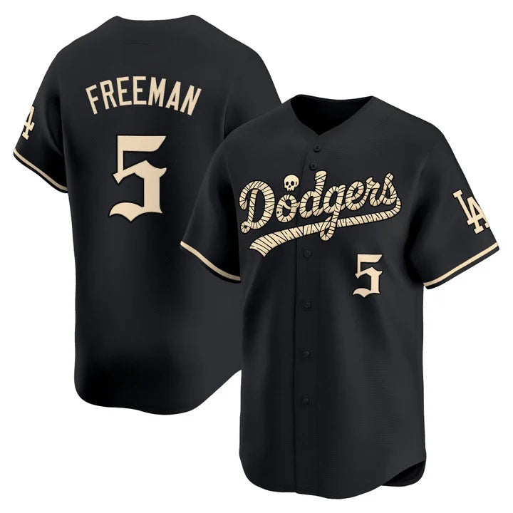 Los Angeles Dodgers #5 Freddie Freeman Black 'Halloween Mummy Edition' Premier Limited - Stitched Baseball jersey Fotopoulosg