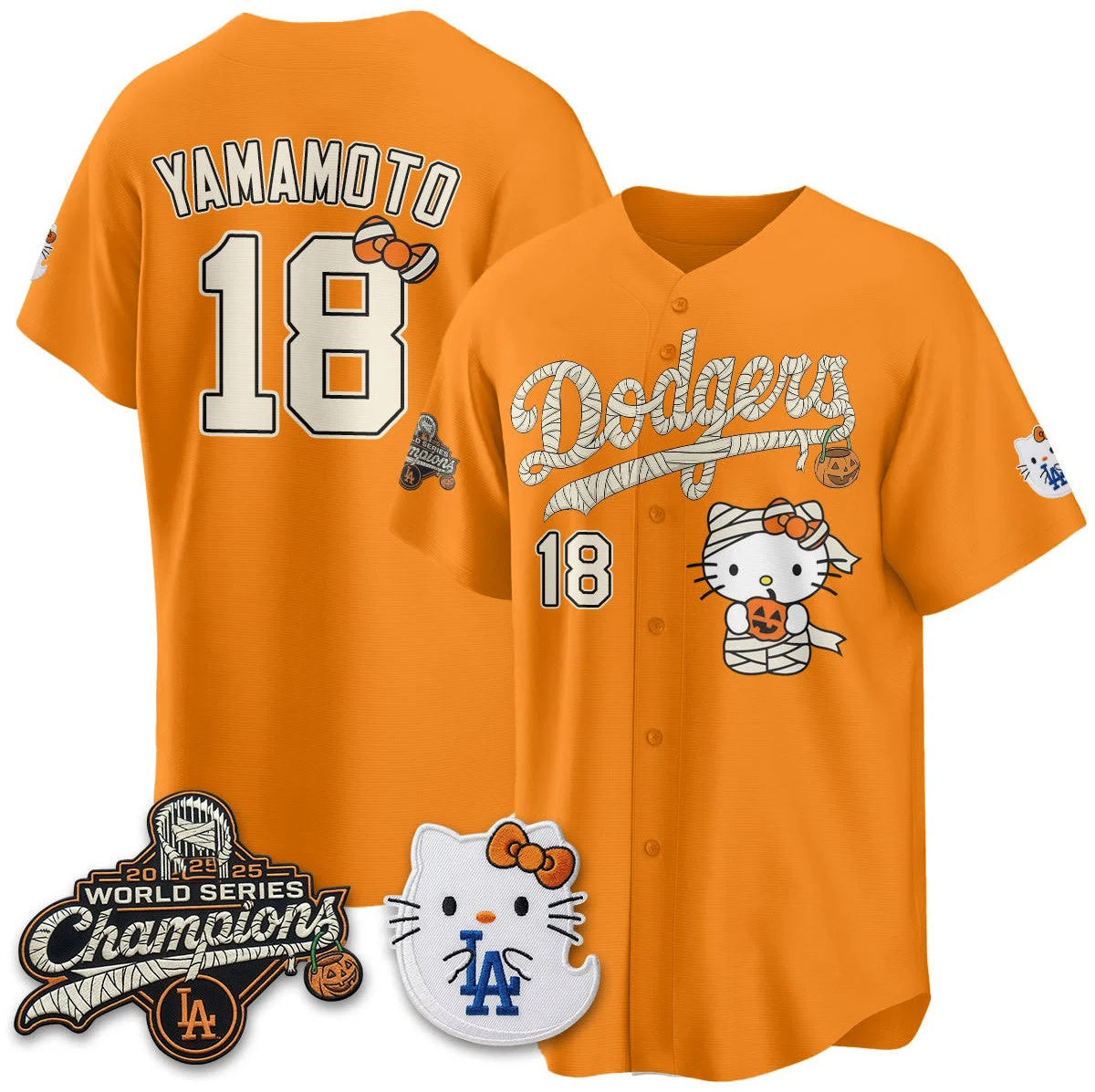 Los Angeles Dodgers #18 Yoshinobu Yamamoto Orange Fotopoulosg Halloween 2026 Vapor V2 Stitched Jersey
