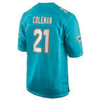 M.Dolphins #21 Kevin Coleman Aqua Team Game Football jersey Fotopoulosg