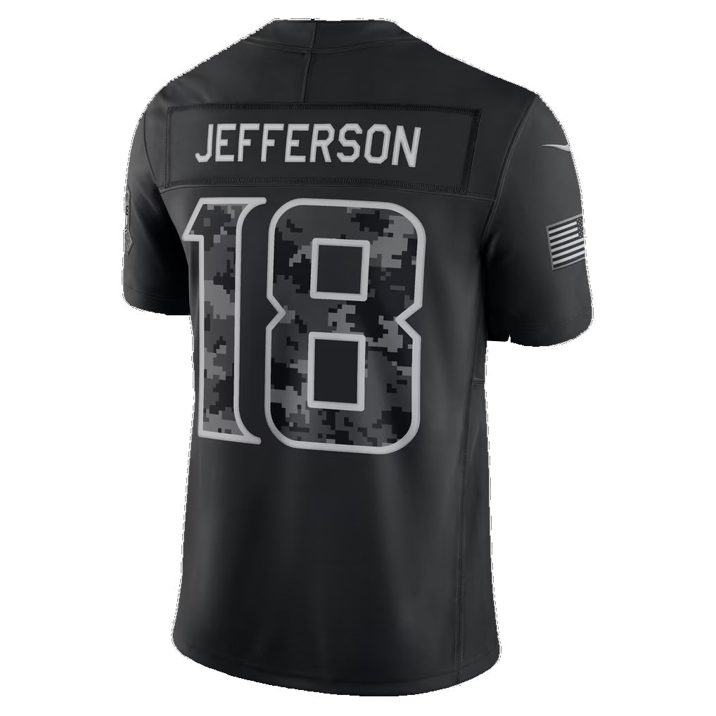 MN.Vikings #18 Justin Jefferson Black 2026 Salute to Service Stitched Limited Football jersey Fotopoulosg