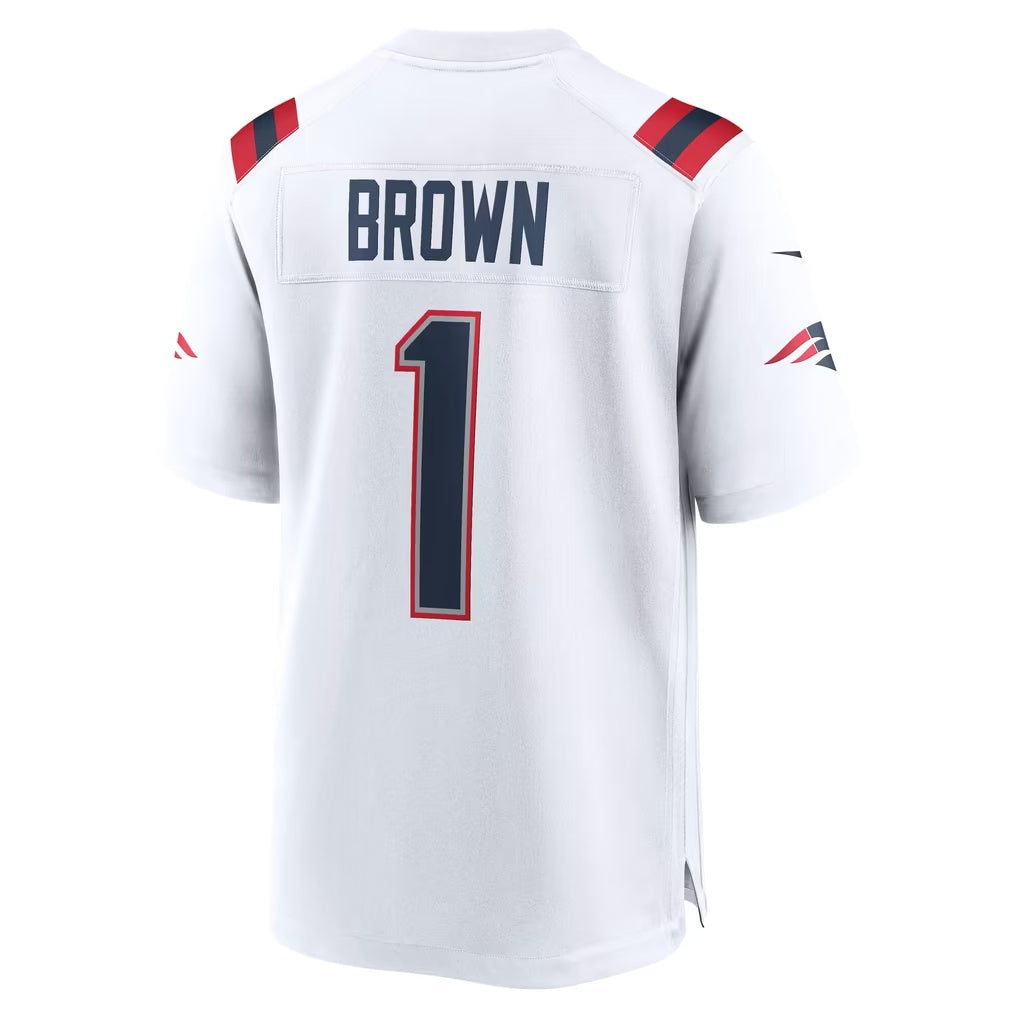 NE.Patriots #1 A.J. Brown White Fotopoulosg Game Jersey