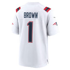NE.Patriots #1 A.J. Brown White Fotopoulosg Game Jersey