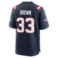 NE.Patriots #33 Mike Brown Navy Team Game Football jersey Fotopoulosg