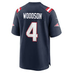 NE.Patriots #4 Craig Woodson Navy Team Game Jersey Fotopoulosg