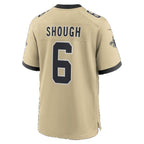 NO.Saints #6 Tyler Shough Gold Alternate 60th Season Game Football jersey Fotopoulosg