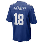 NY.Giants #18 J.J. McCarthy Royal Fotopoulosg Team Game Jersey