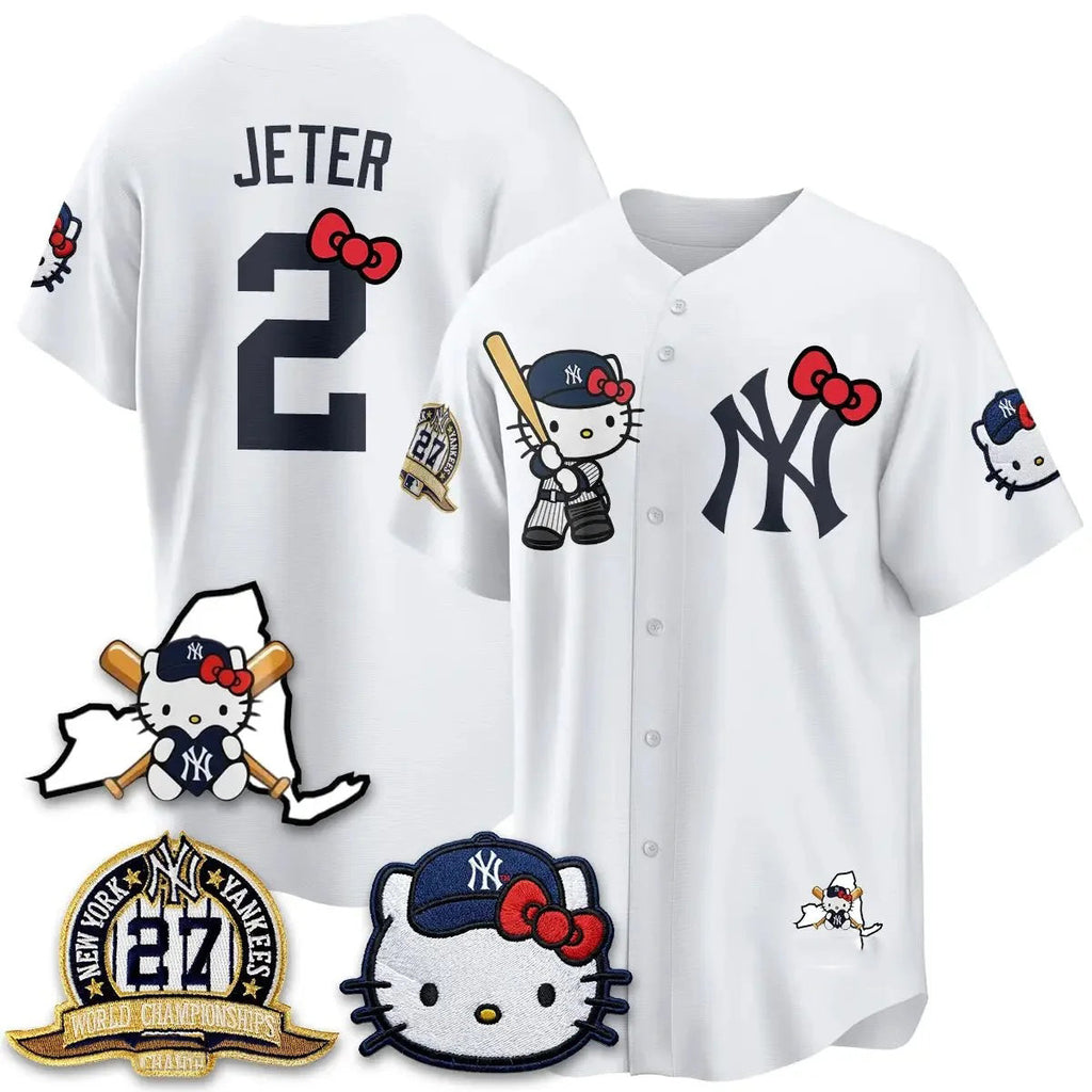 New York Yankees #2 Derek Jeter White Fotopoulosg Meow KT 2026 Vapor Limited All Stitched Jersey