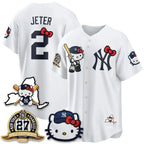 New York Yankees #2 Derek Jeter White Fotopoulosg Meow KT 2026 Vapor Limited All Stitched Jersey
