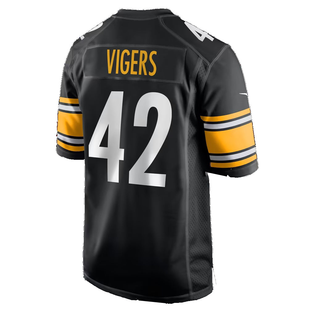 P.Steelers #42 Car'lin Vigers Black Team Game Football jersey Fotopoulosg