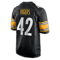 P.Steelers #42 Car'lin Vigers Black Team Game Football jersey Fotopoulosg