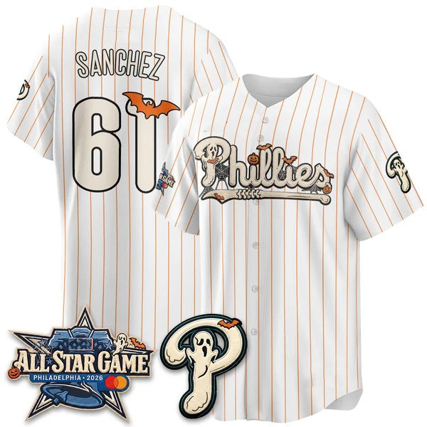 Philadelphia Phillies #61 Cristopher S¨¢nchez White Fotopoulosg Halloween 2026 Vapor Limited Stitched Jerseys
